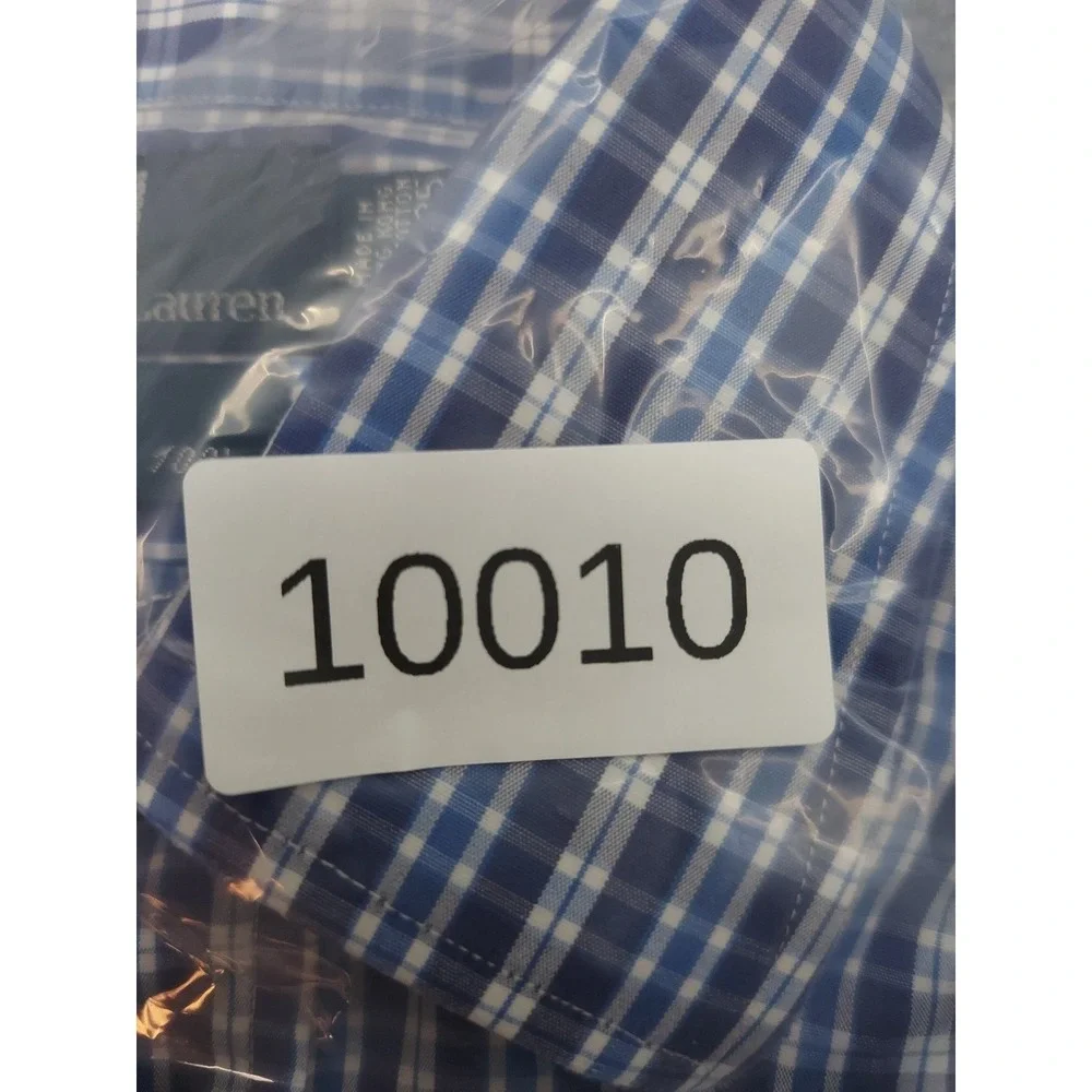 Vt POLO‎ RALPH LAUREN Shirt Mens 16.5-35 Blue Plaid Curham 2 Ply 100s Hong Kong